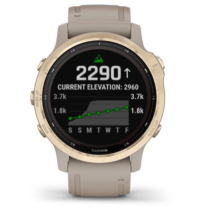 Cechy Garmin Fenix 6S Solar Srebrny z czarnym paskiem [010-02409-00]